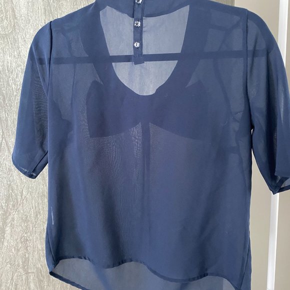 VERO MODA Sheer Navy Blue Top - Picture 4 of 4
